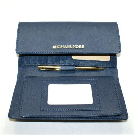 michael michael kors jet set travel checkbook wallet navy|michael kors multifunction wallet.